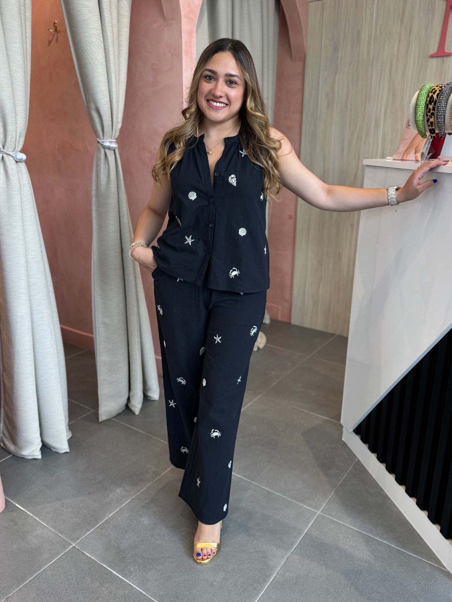 Navy Embroidered Set