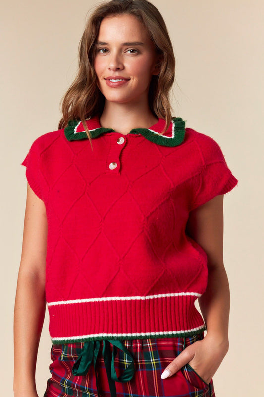 Red Ruffle Sweater