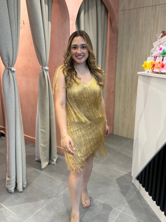 Gold Sequin Mini Dress
