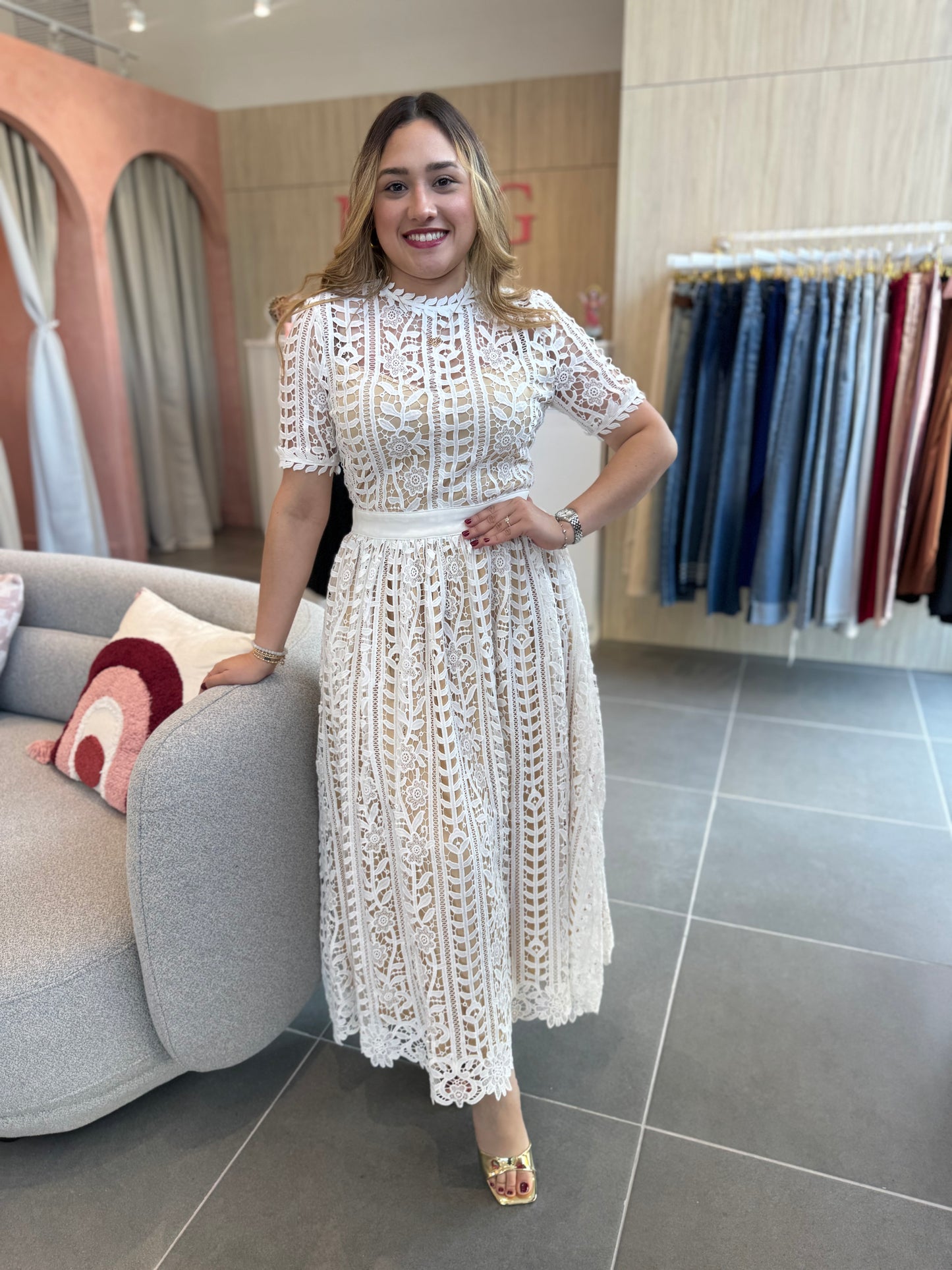 Jasmin White Midi Dress