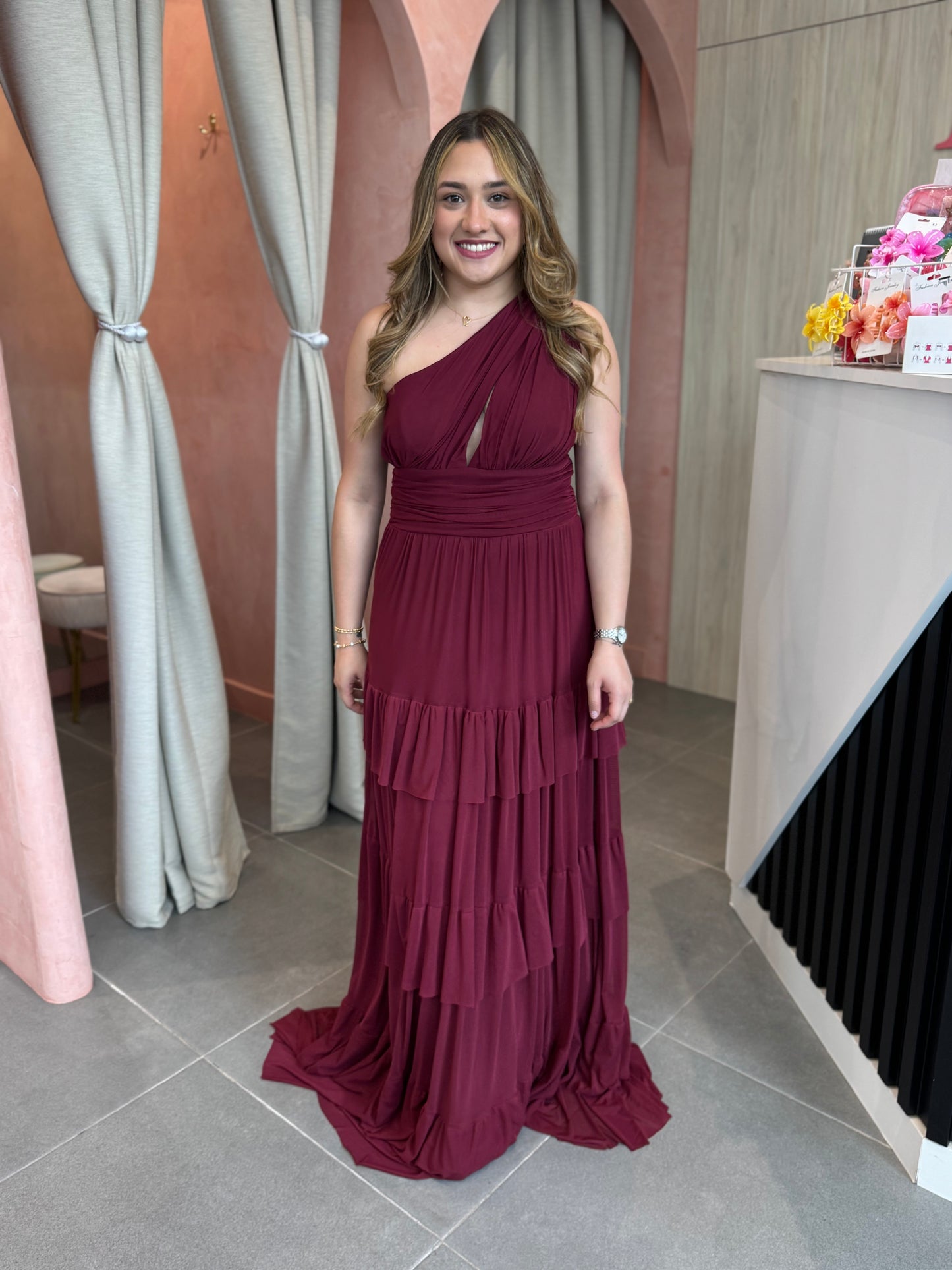 Vestido Abril Vino Tinto
