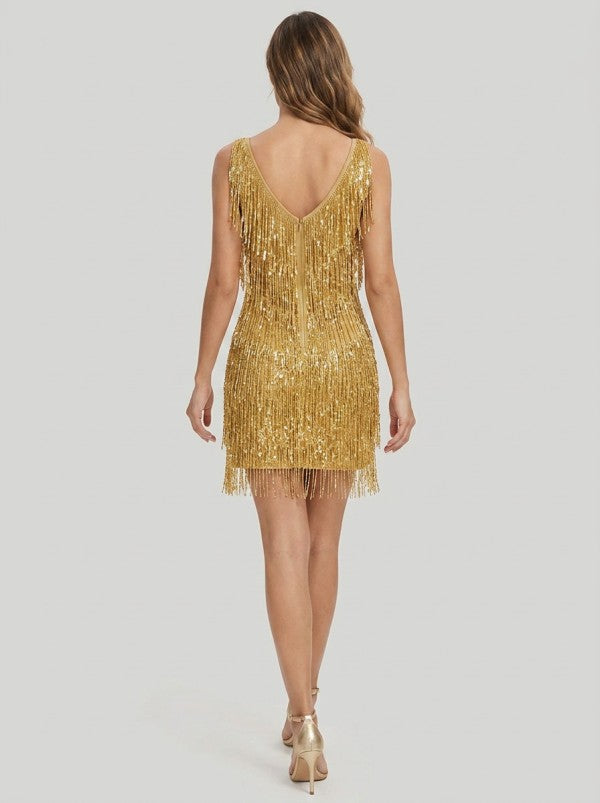 Gold Sequin Mini Dress