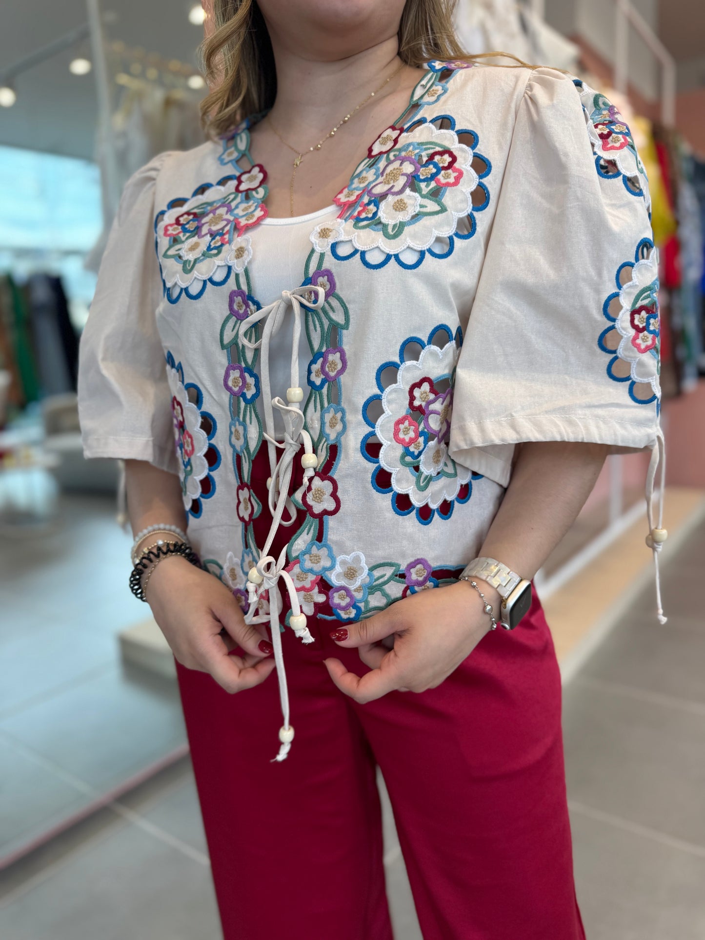 Blusa beige Flores