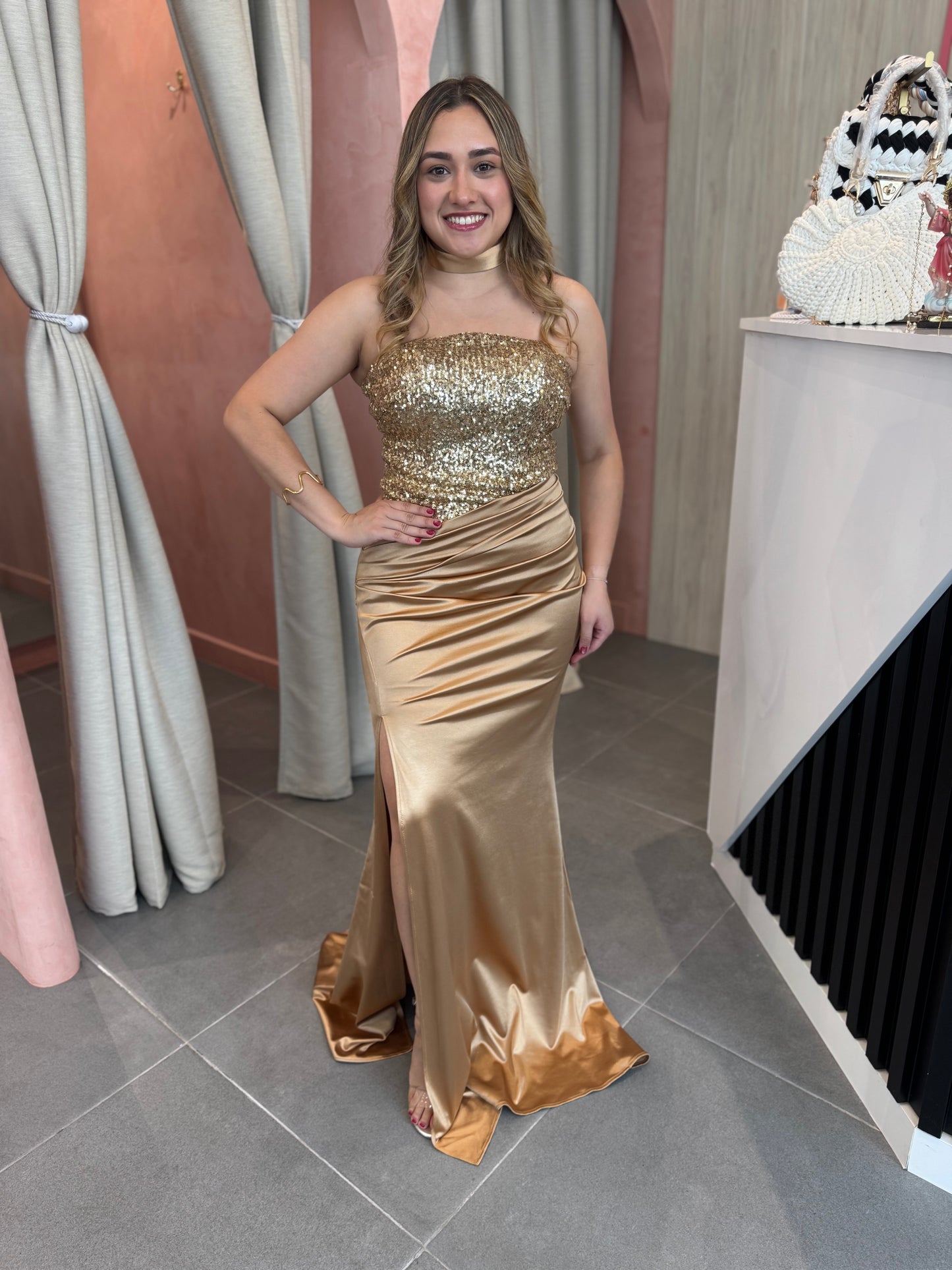 Gold Sequin Maxi Dress