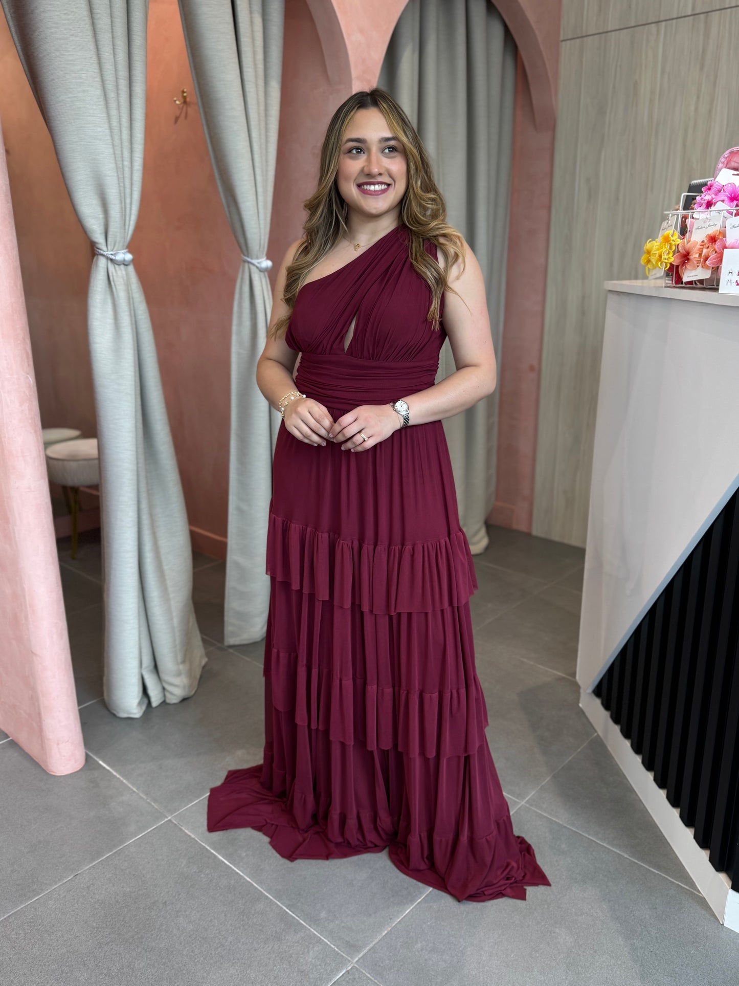 Vestido Abril Vino Tinto