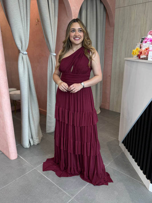 Vestido Abril Vino Tinto