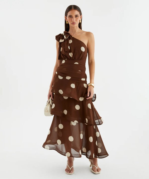Polka Dot Chiffon Maxi Dress