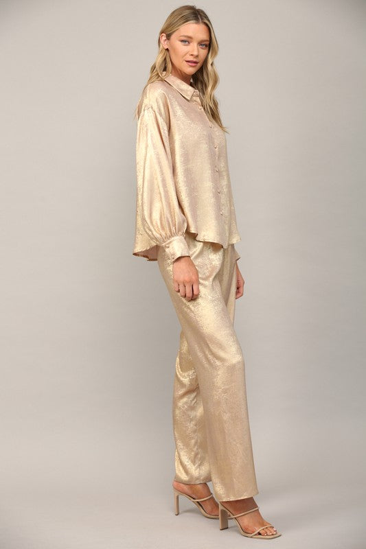 Metallic Wide leg Pants