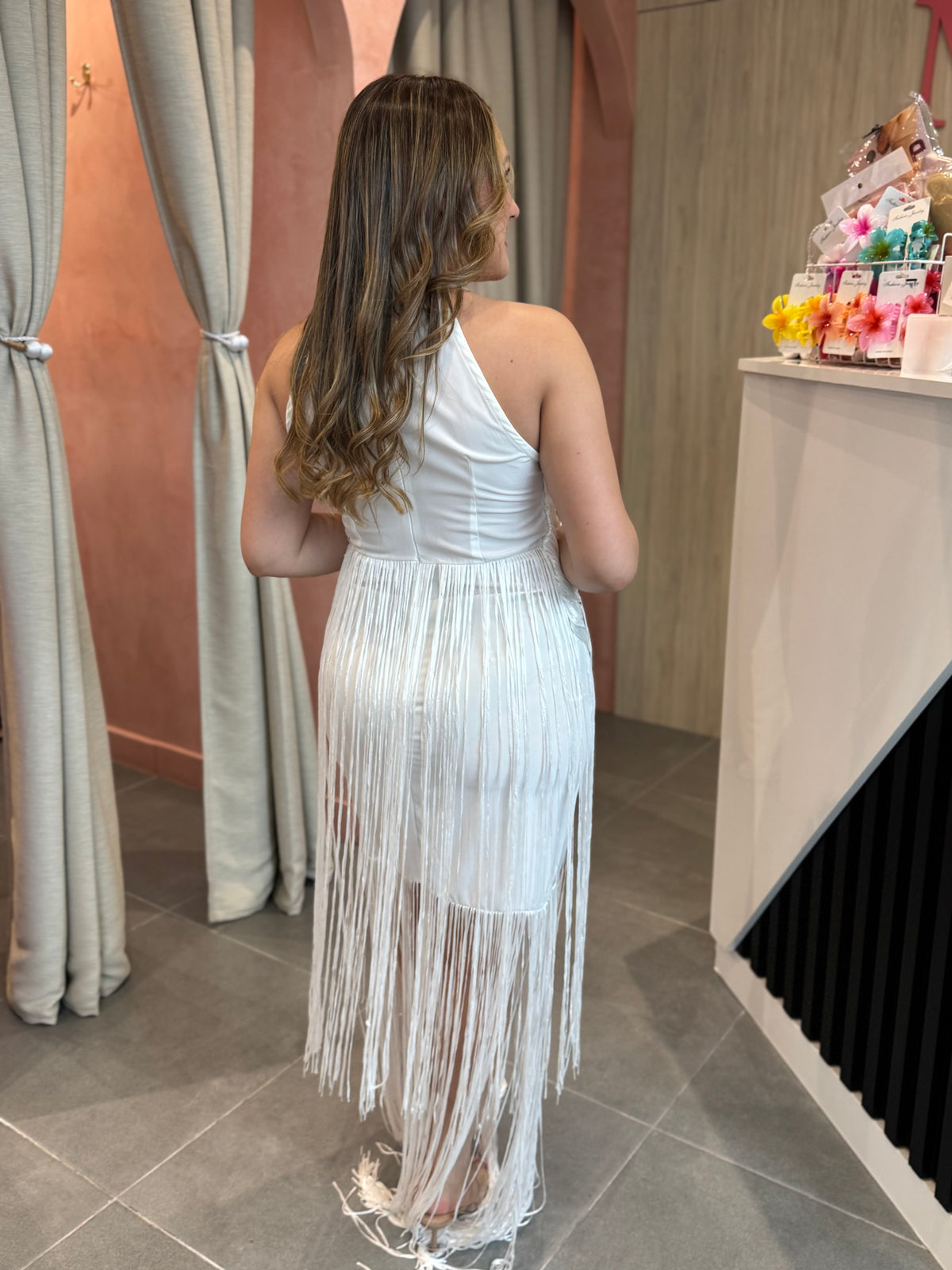 White Twisted Knit Mini Dress