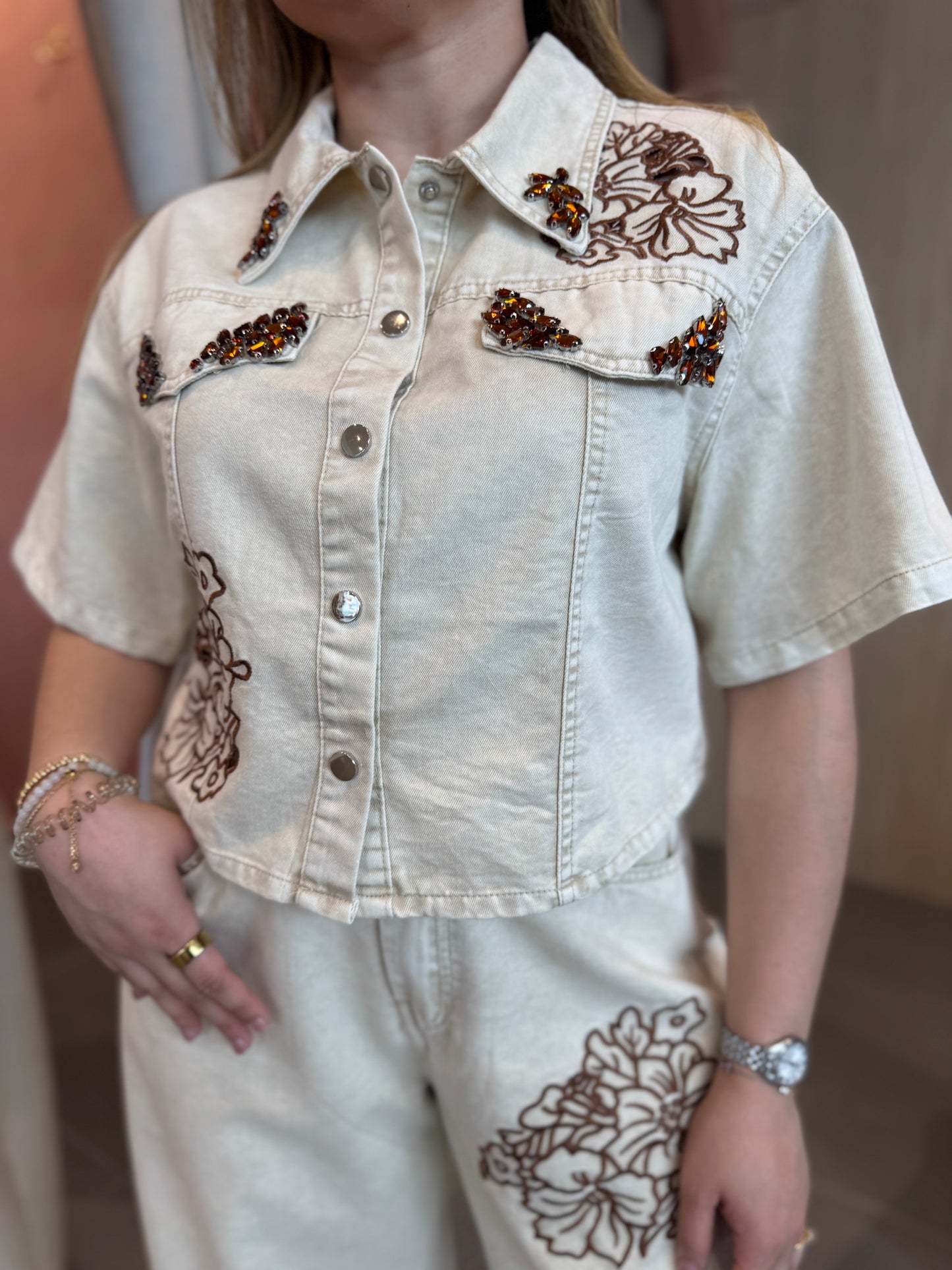 Beige Nathy Cotton Set