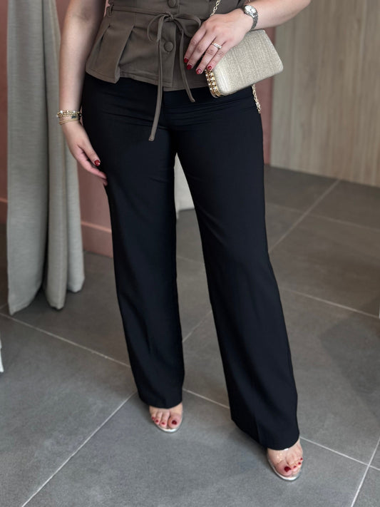 Black Woven Long Slim Pants