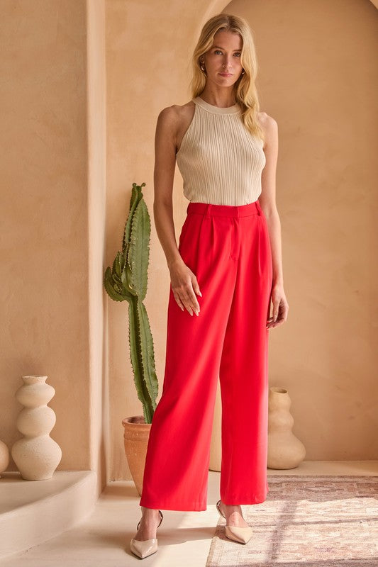 Red Wide Leg Pants