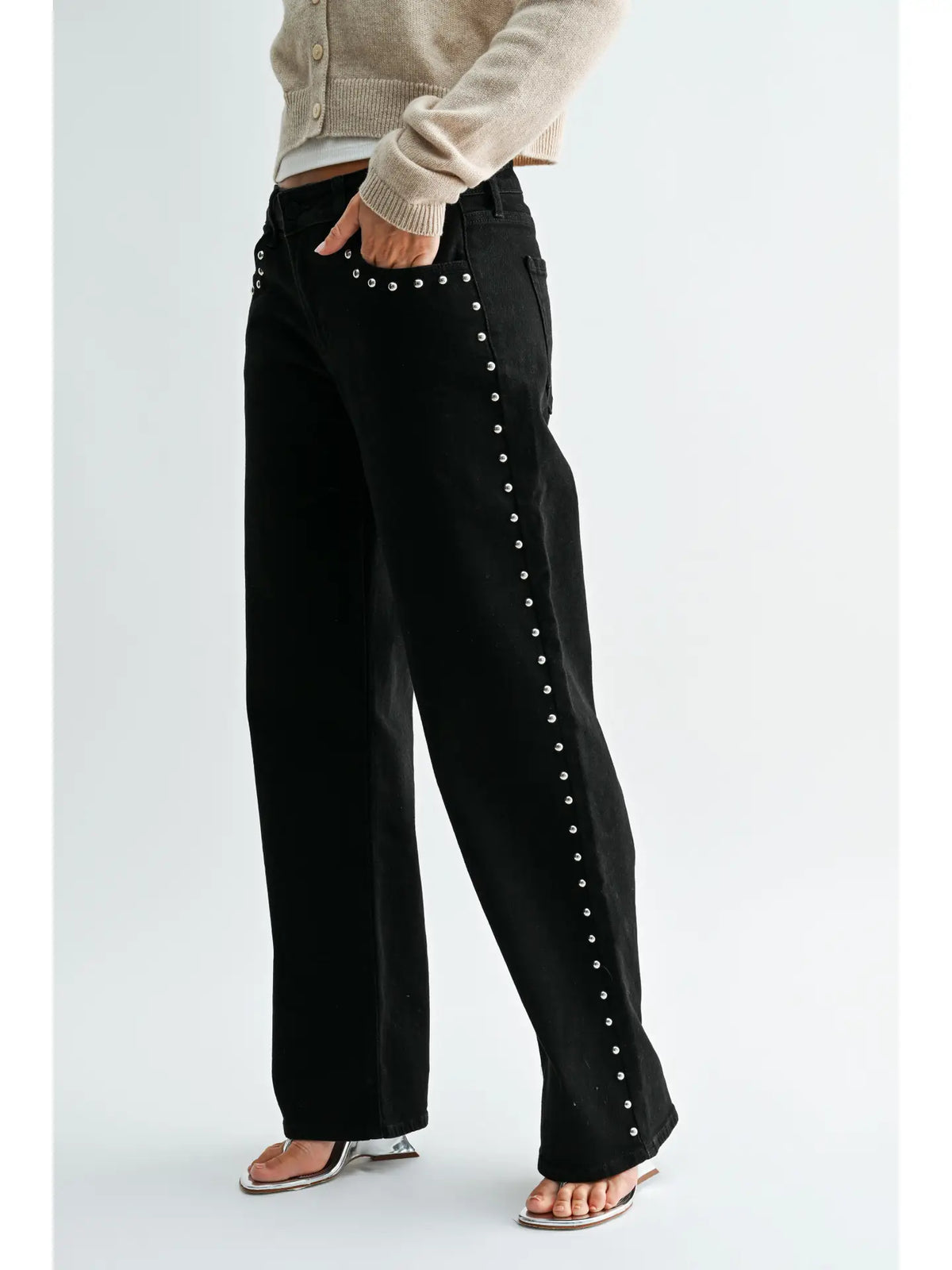 Black Western Rhinestone Straight Jeans - 30 Oct