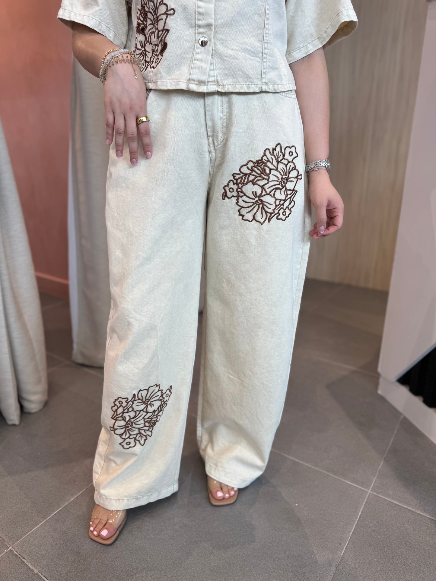 Beige Nathy Cotton Set