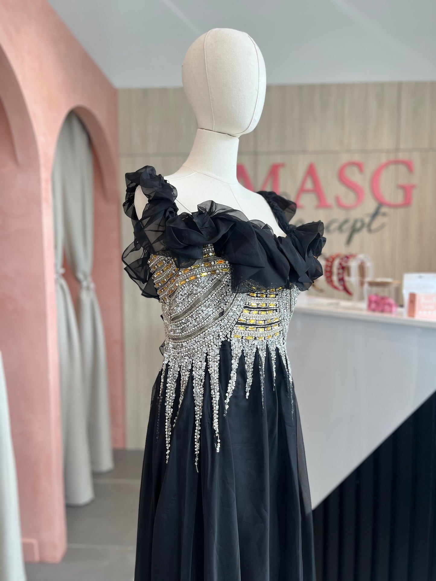 Maxi Vestido negro con brillos