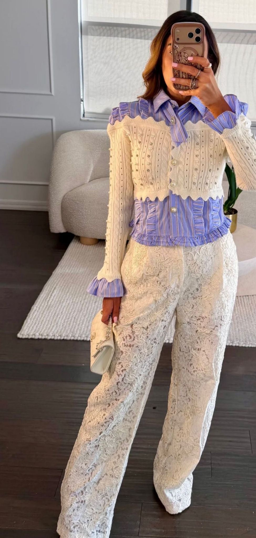 Isa Blue Ribbon Knit Top