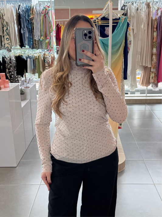 Light Beige Mesh Blouse