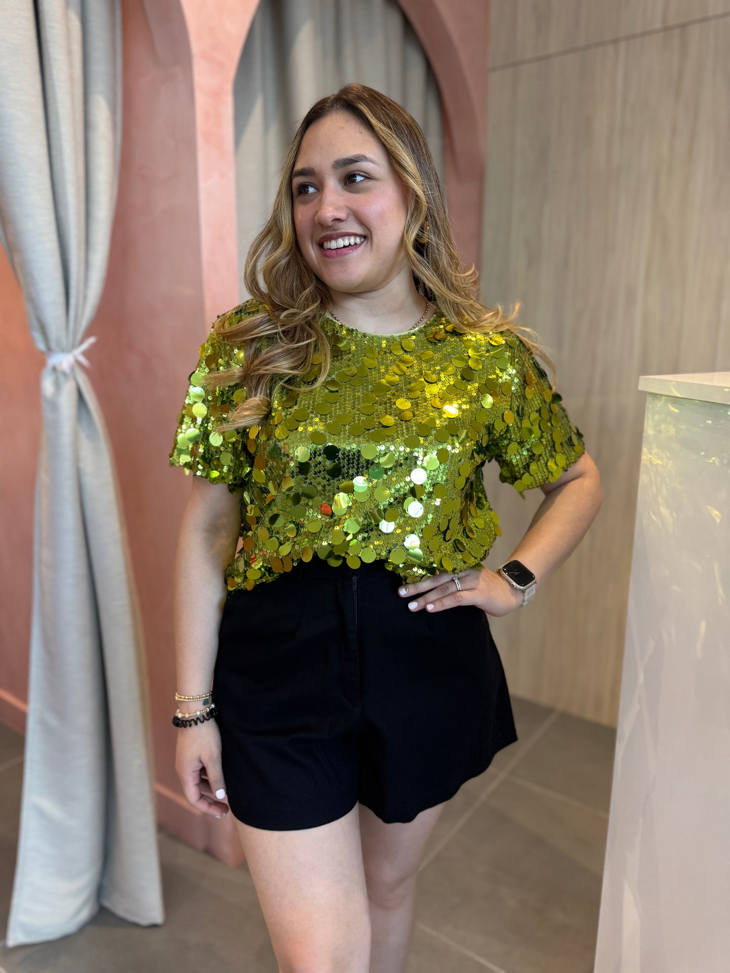 Green Sequin Blouse
