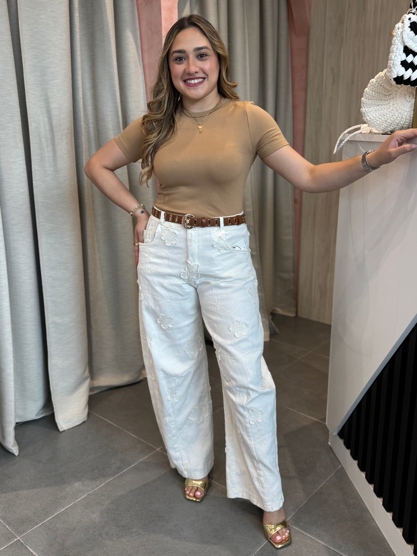 Beige Basic Bodysuit