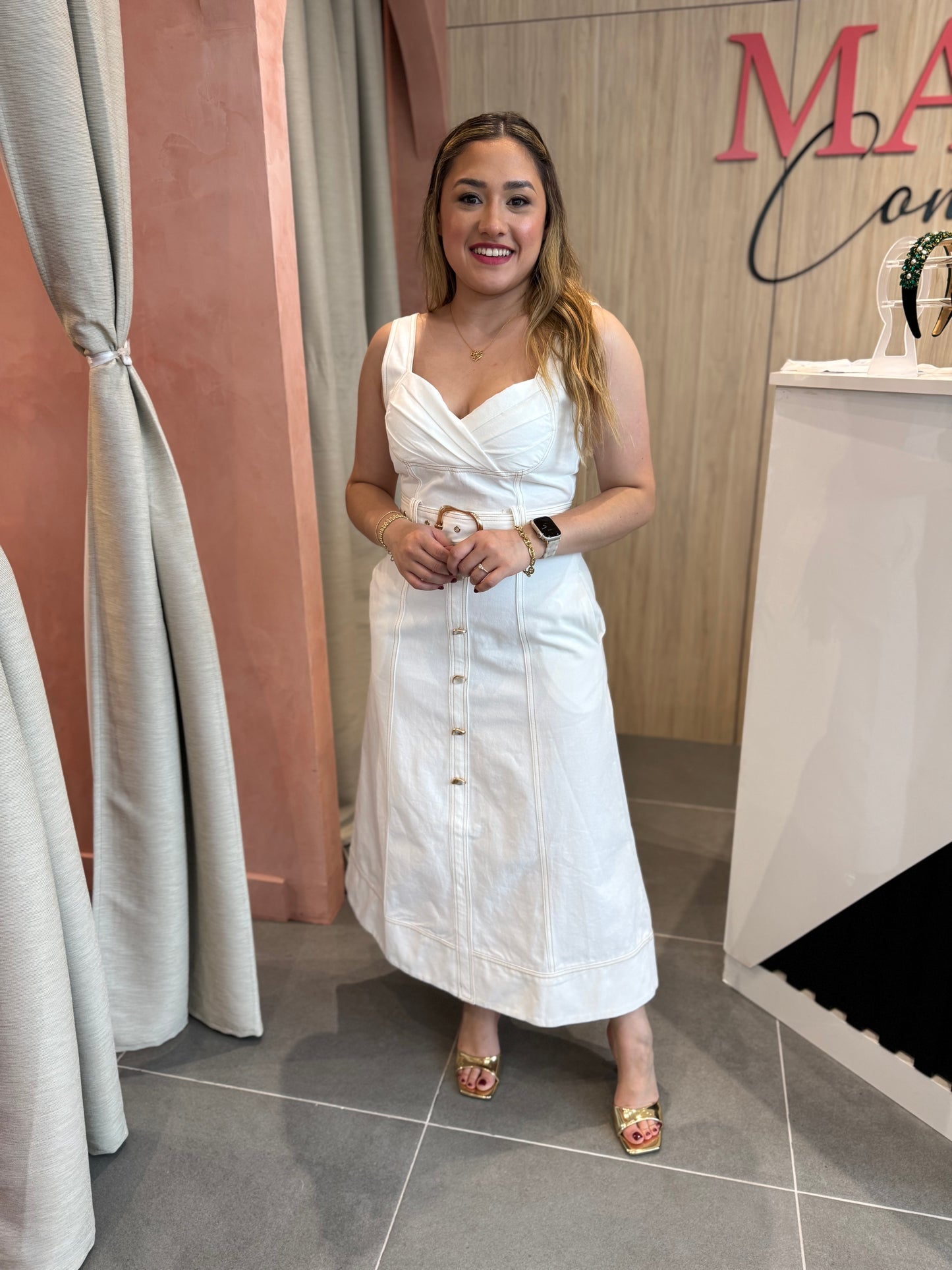 Mayra Denim White Dress