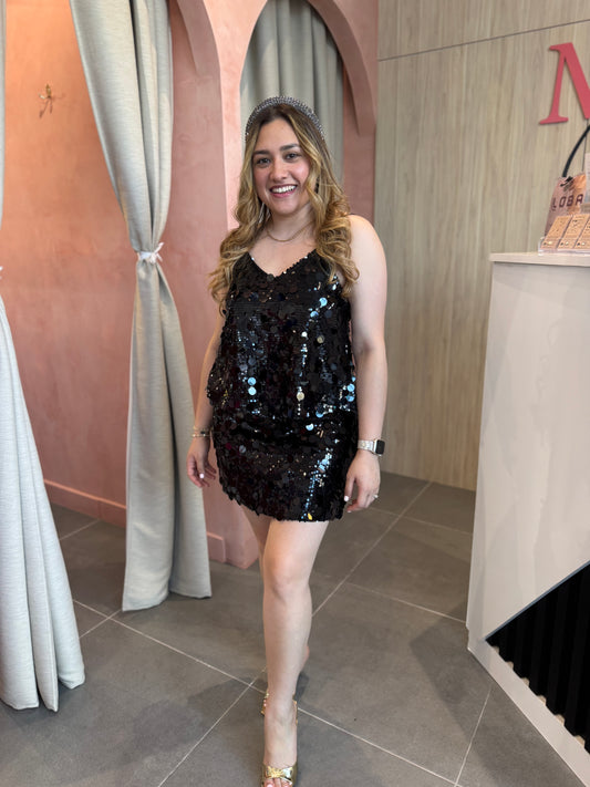 Black Sequin Blouse