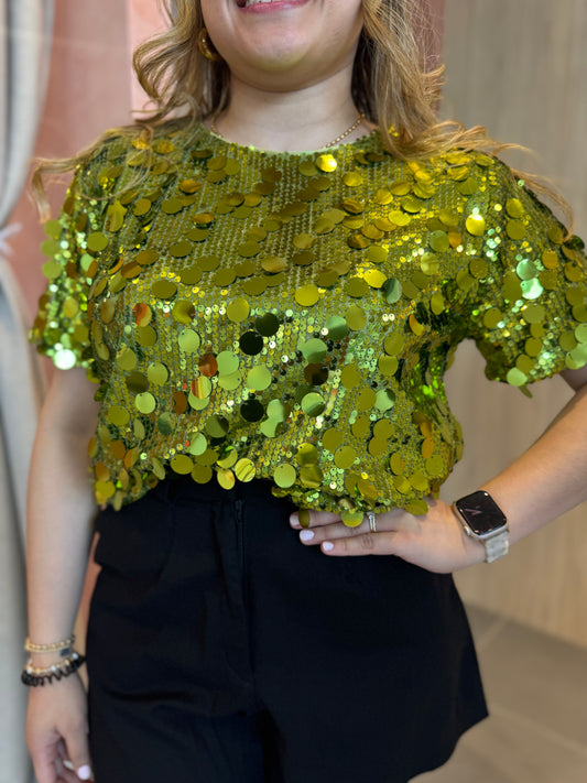 Green Sequin Blouse