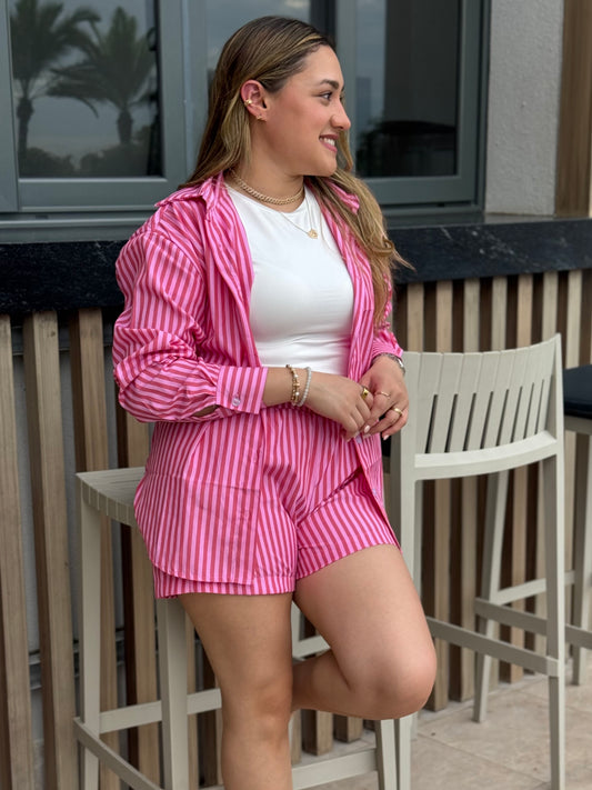 Pink Stripe Short Set