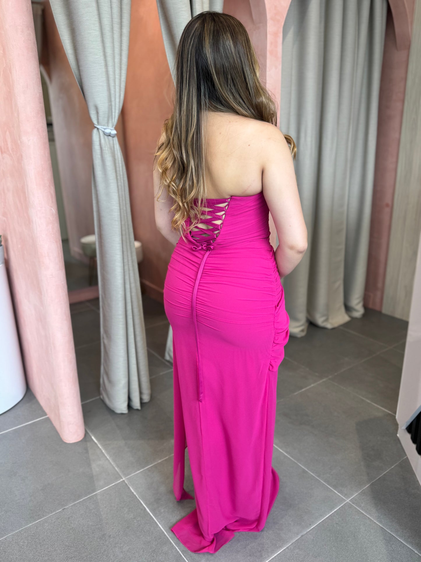 Fucsia Strapless Maxi Dress