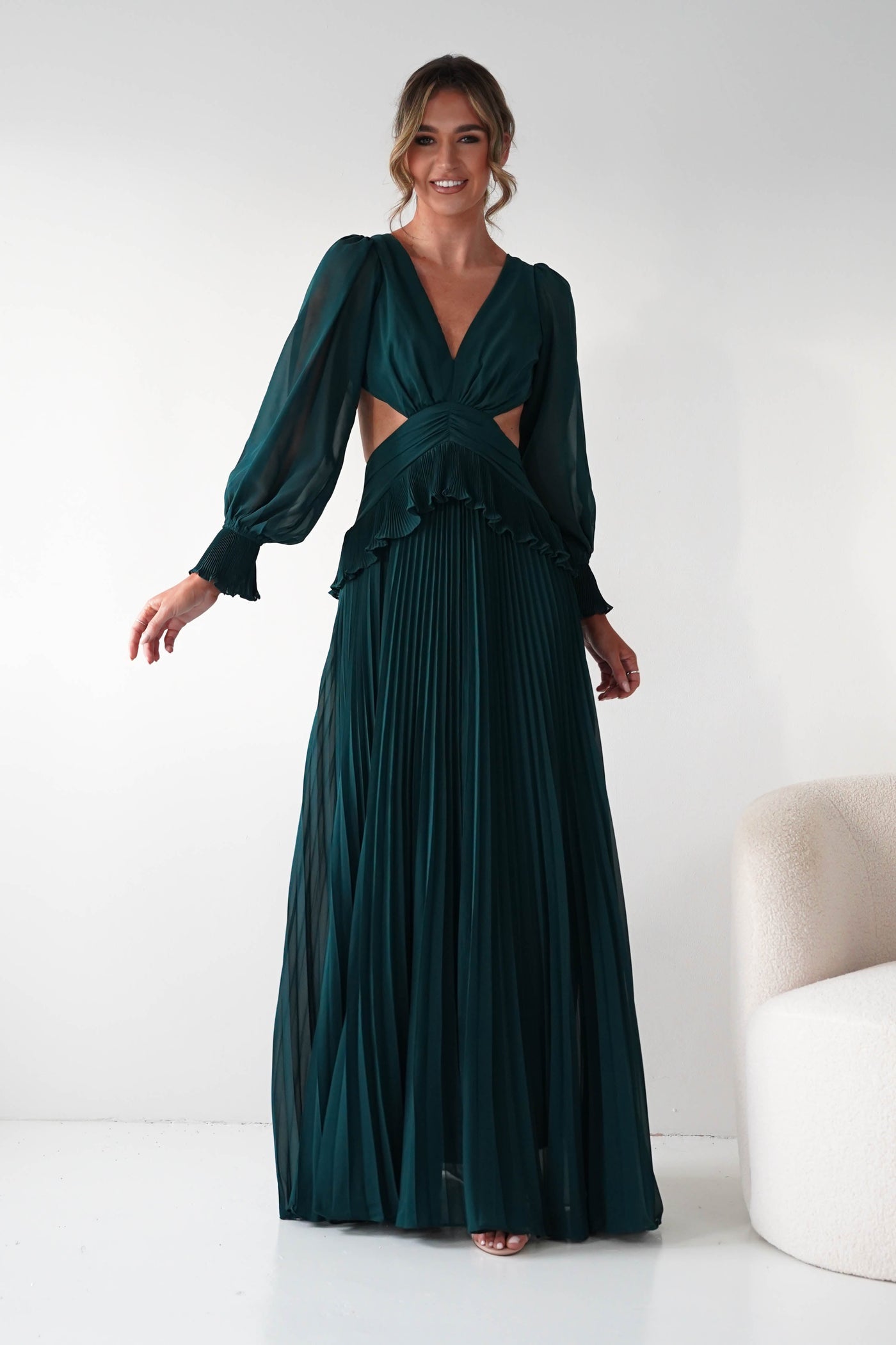 Emerald Pleated Dress