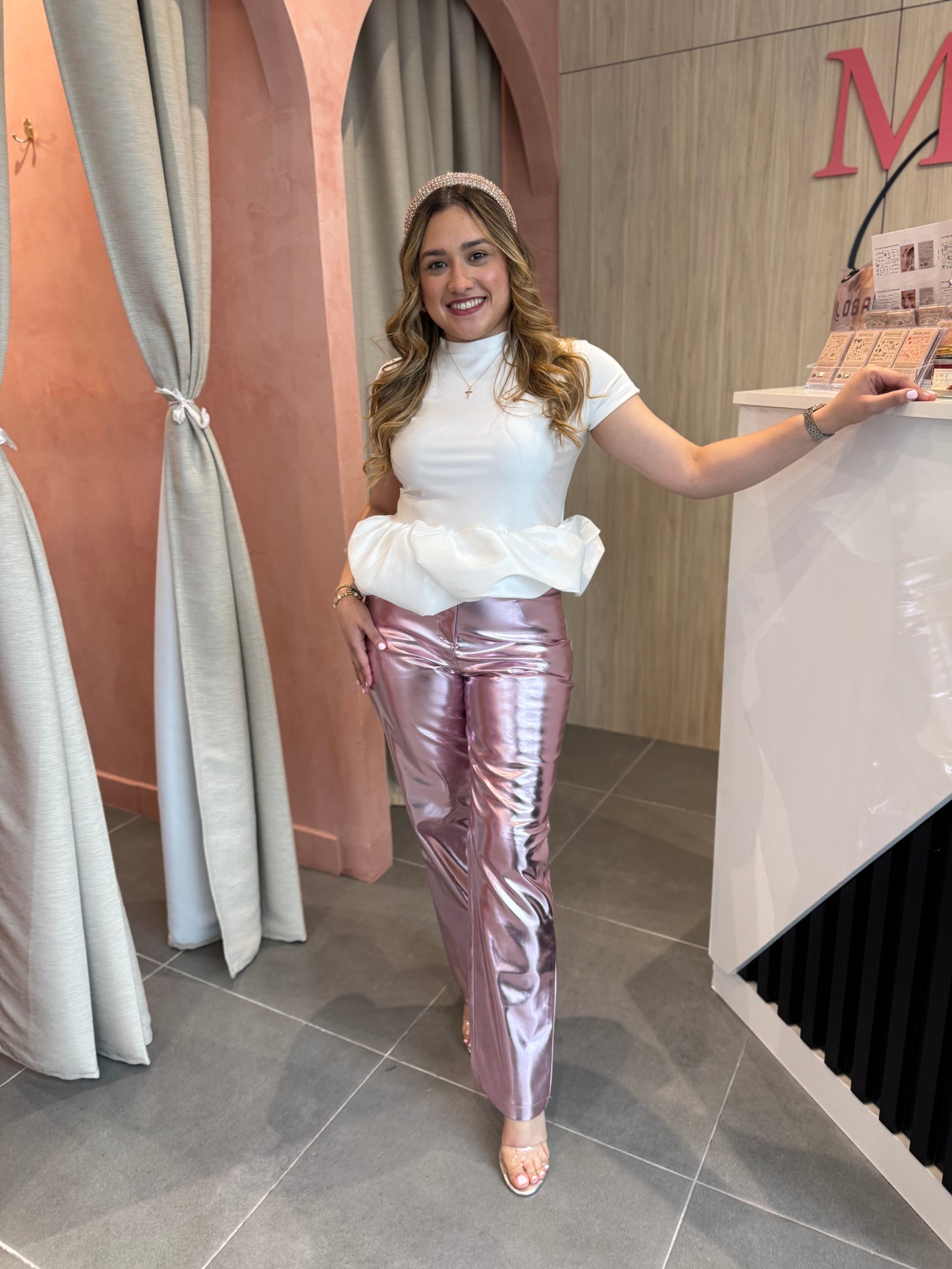 Pink Metallic Pants