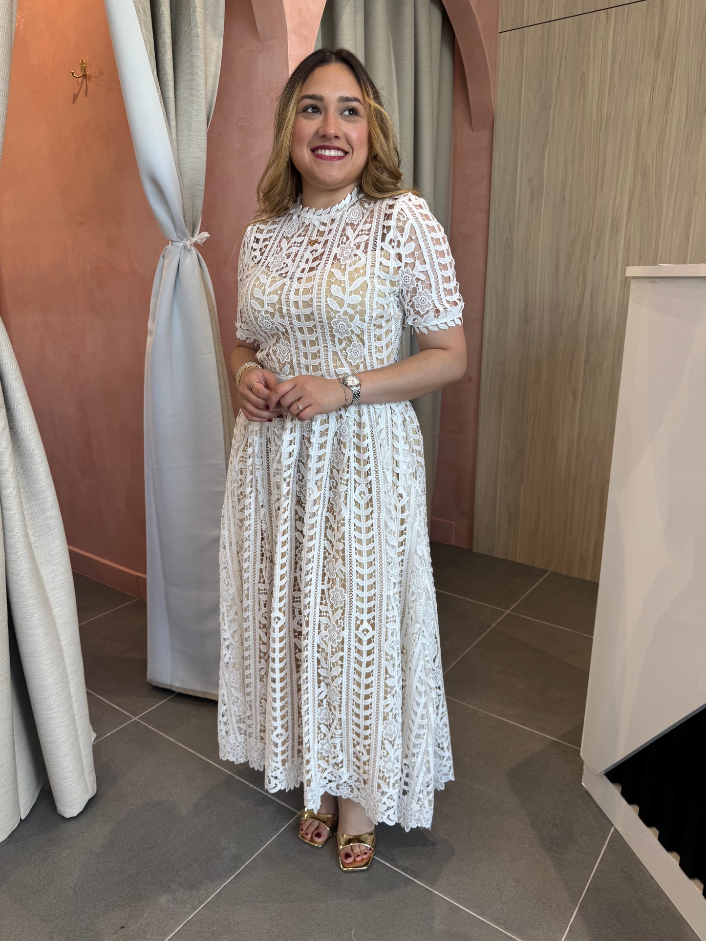 Jasmin White Midi Dress
