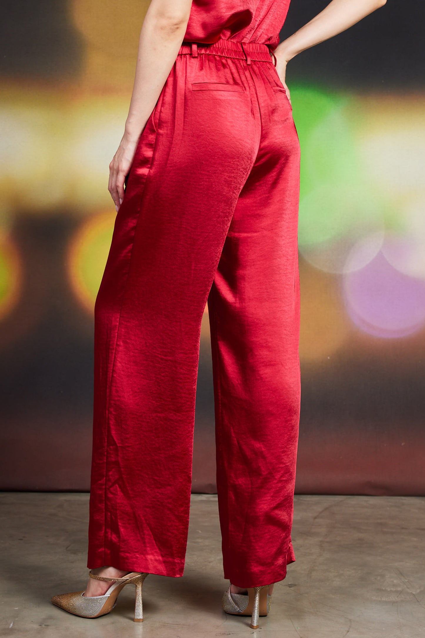 Red Satin Pants