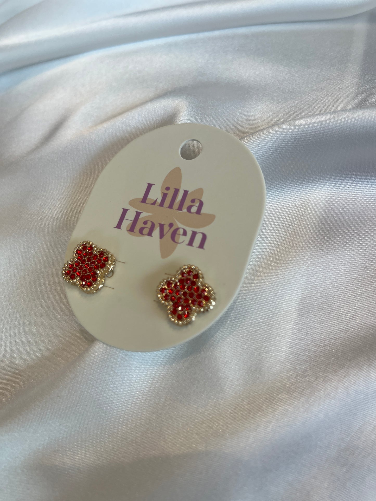 Red Crystal Stud Earrings