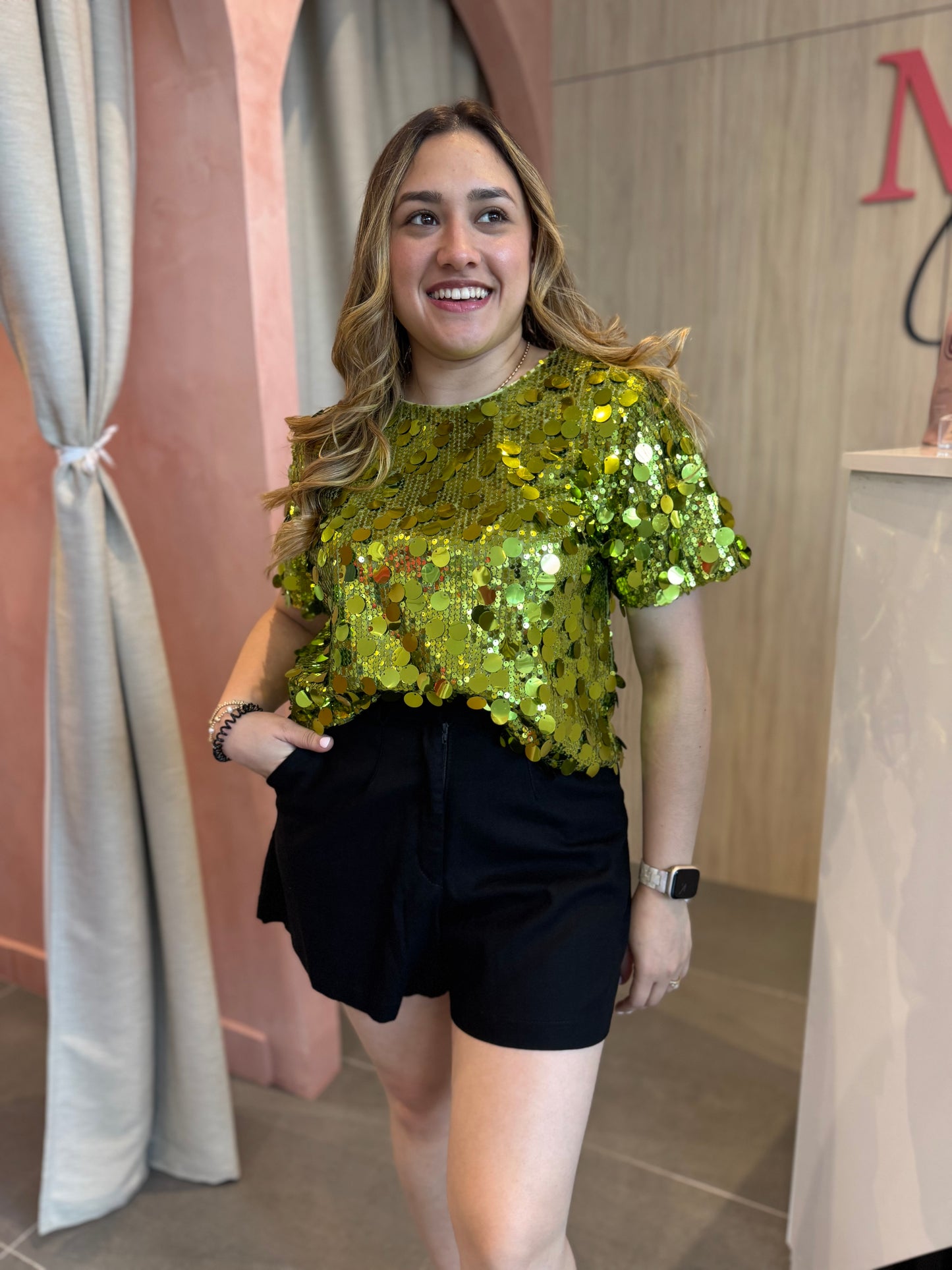 Green Sequin Blouse