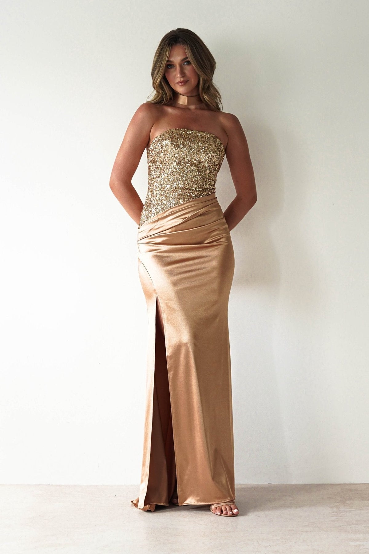 Gold Sequin Maxi Dress