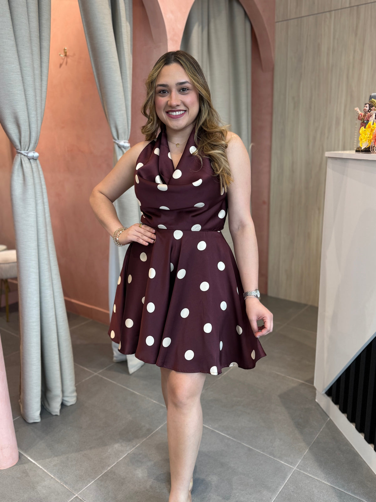 Polka Cream Mini Dress