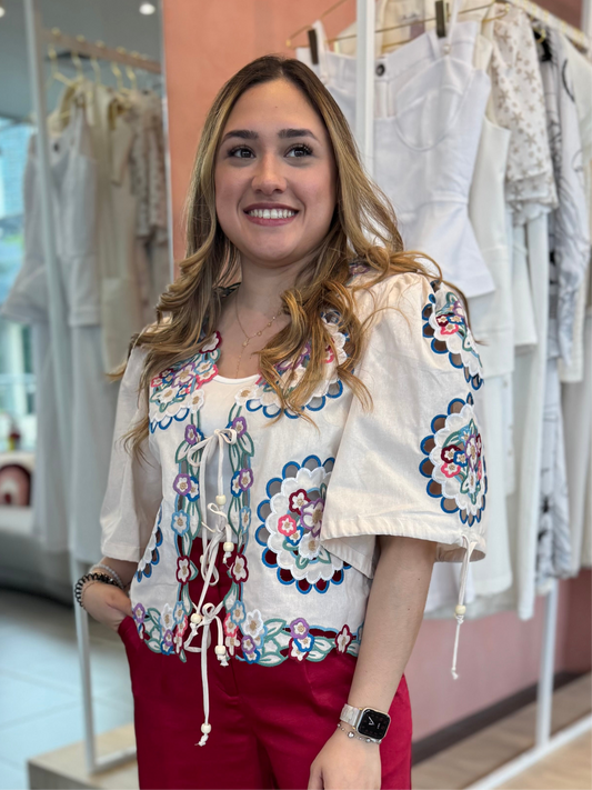 Blusa beige Flores