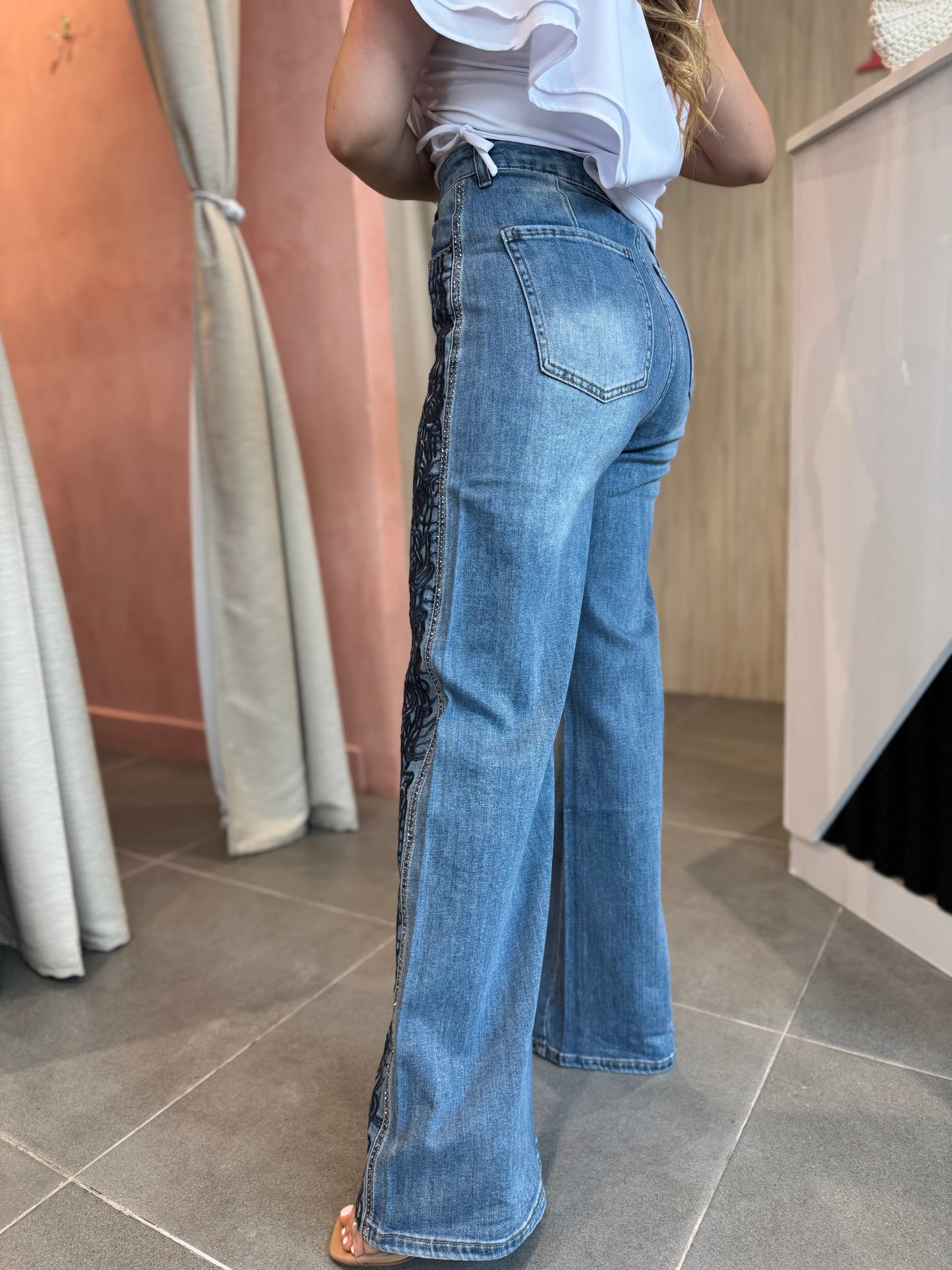 Blue Floral Charm Jean
