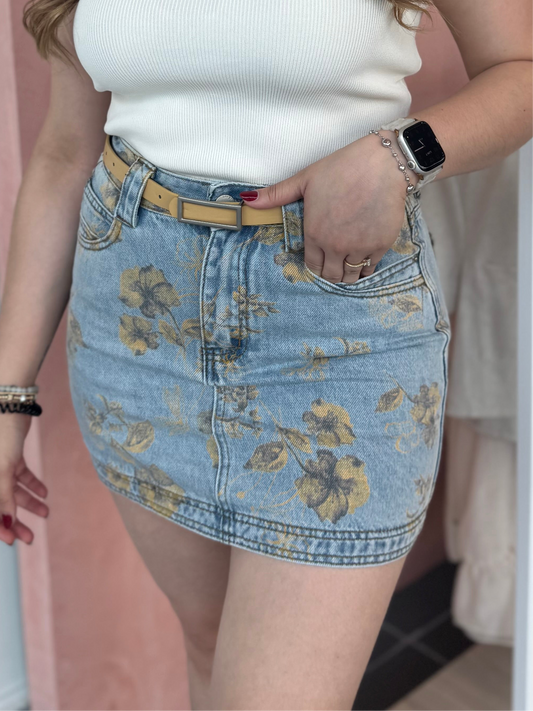 Beige Denim Skirt