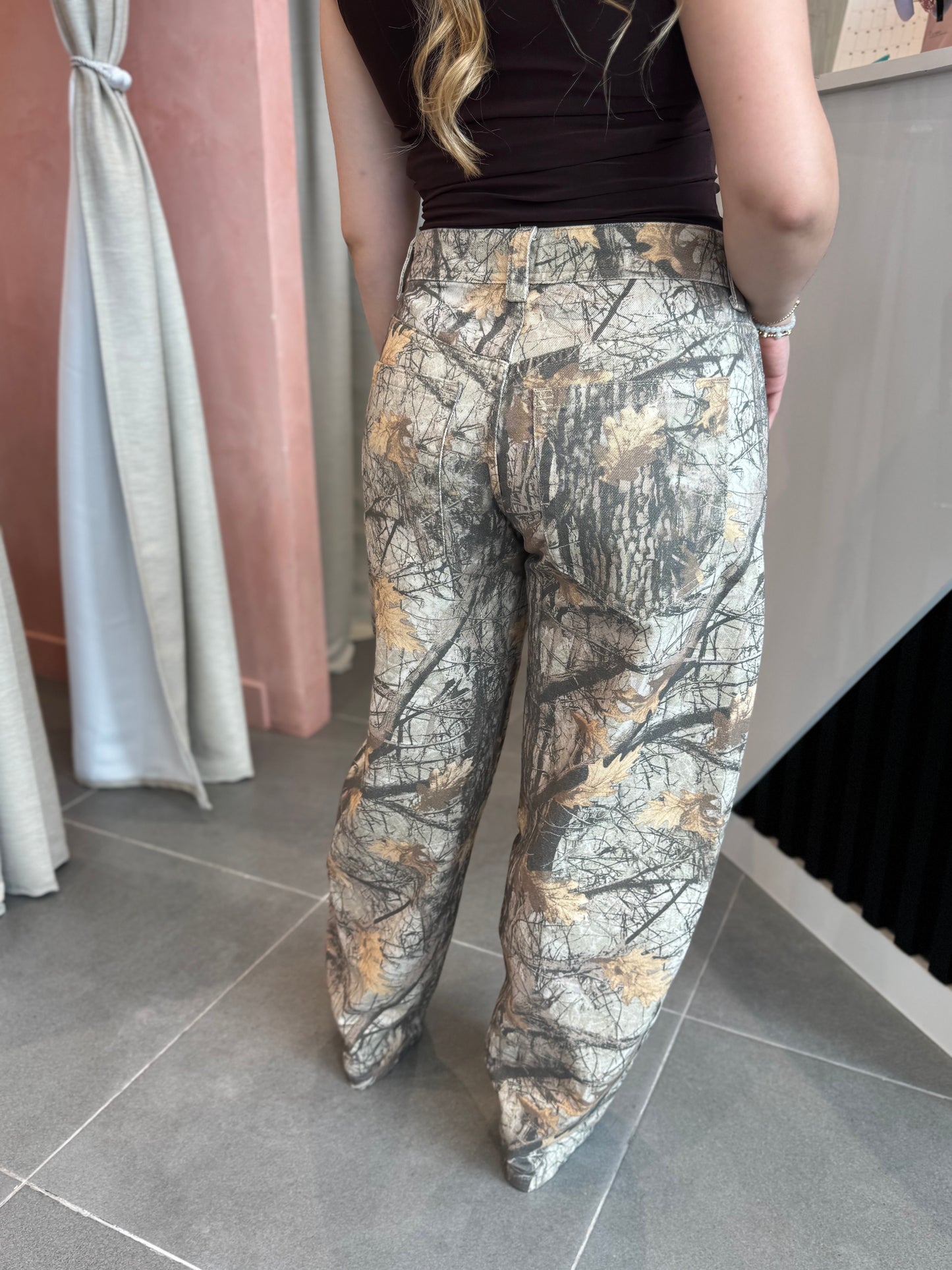 Fall Print Barrel Jean