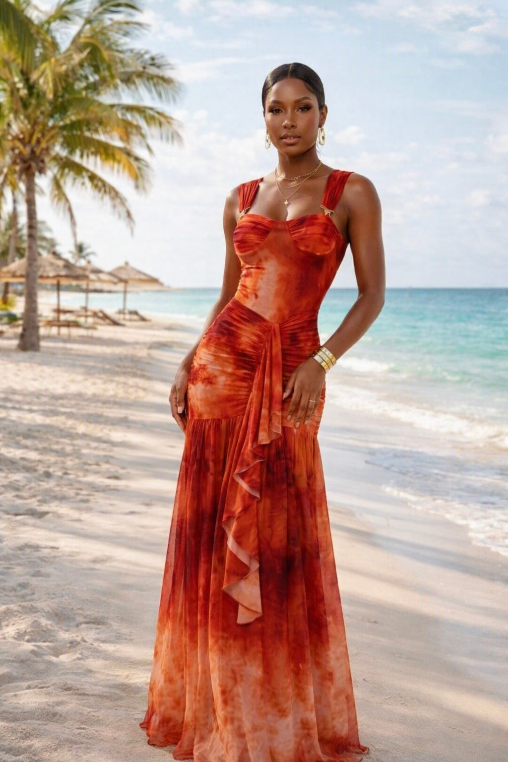 Fuchsia Mesh Maxi Dress