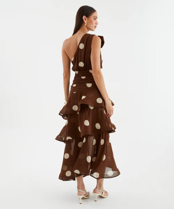 Polka Dot Chiffon Maxi Dress