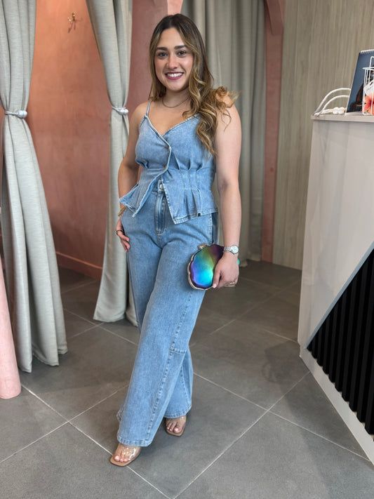 Denim Top & Pant Set