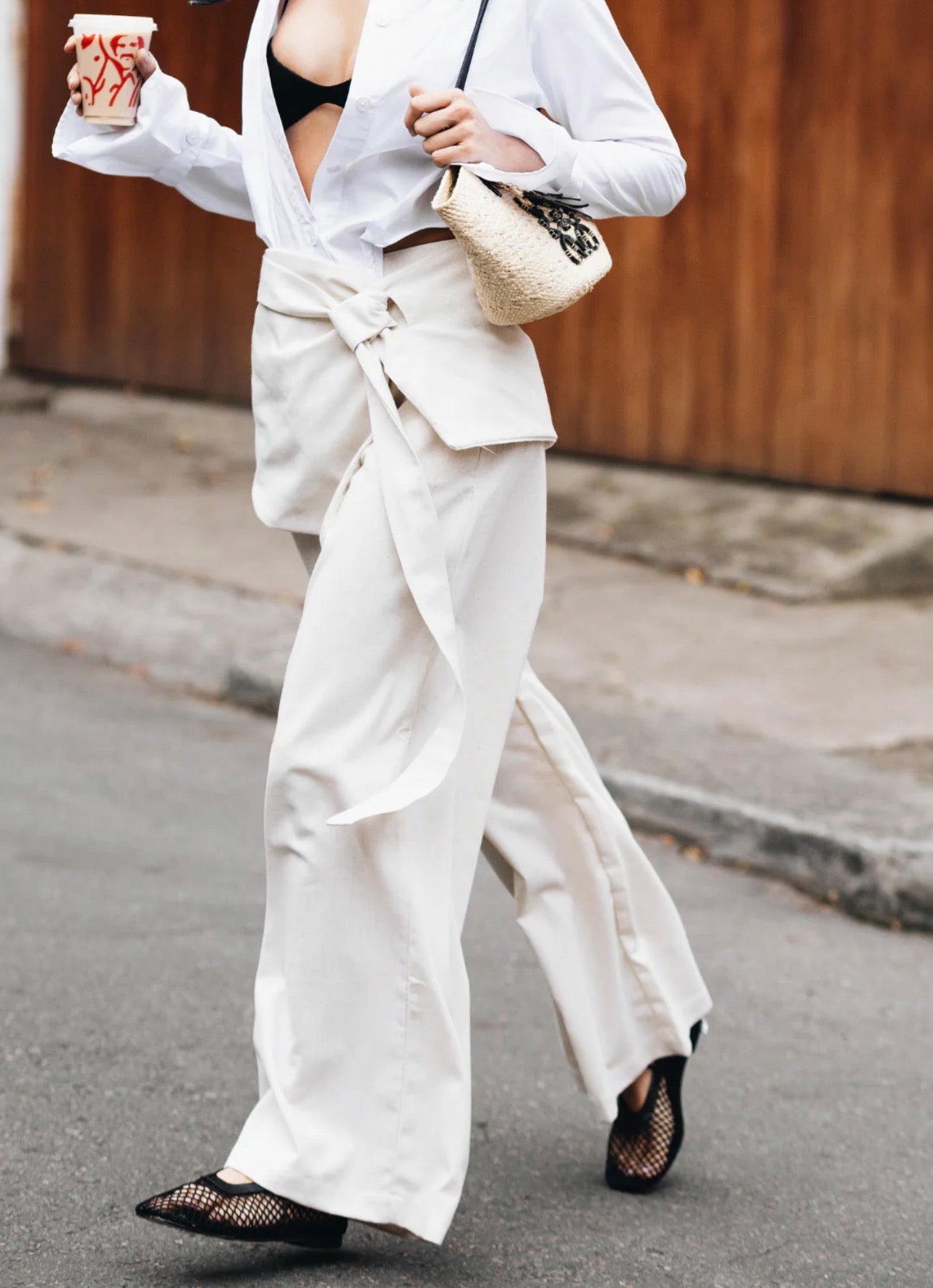 Pantalón Bota Ancha Arena + Sobre puesto beige