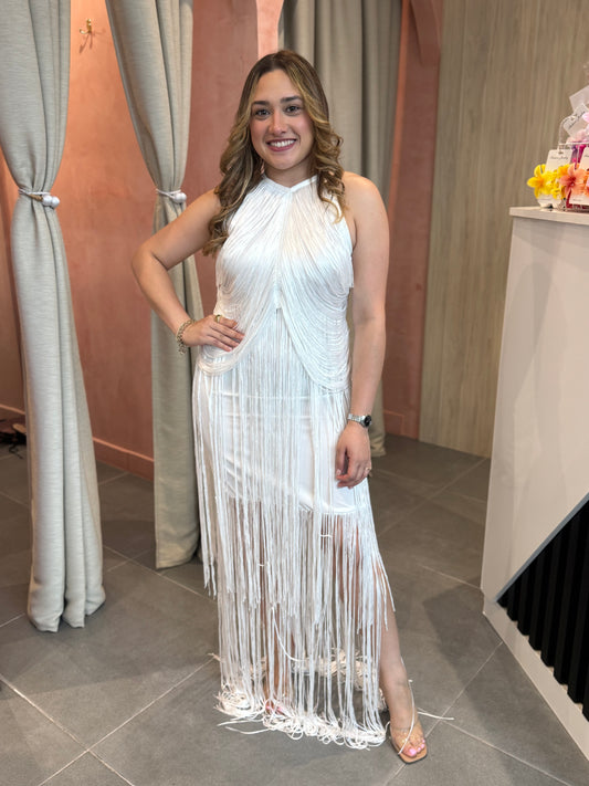 White Twisted Knit Mini Dress