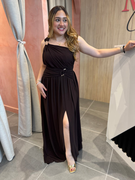 Ruth Chocolate One Shoulder Dress