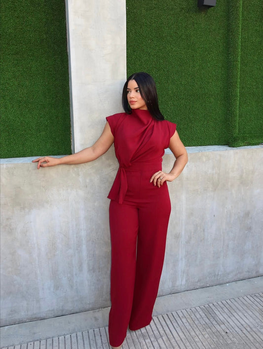 Karol Burgundy Jumpsuit